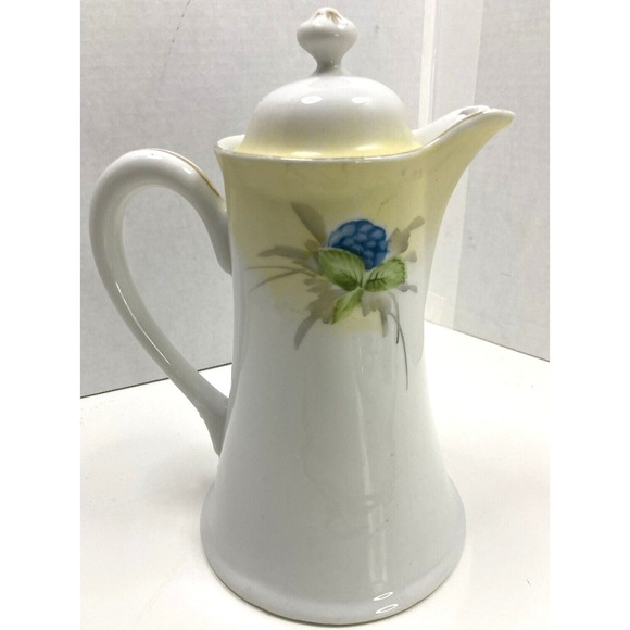 Antique Nippon Coffee Tea Pot 9" Hand Painted Violets Pink Flowers 1891-1921 - Picture 2 of 16